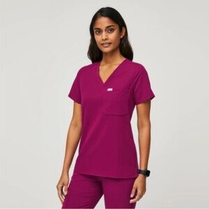Figs Catarina scrub top - dark magenta